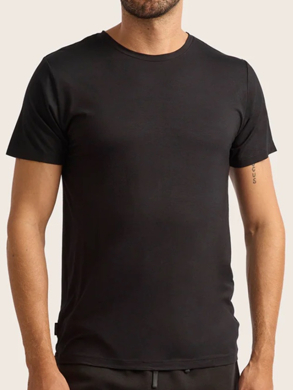Boody Men's Base Layer Crew Neck Shirt Short Sleeve Black Large